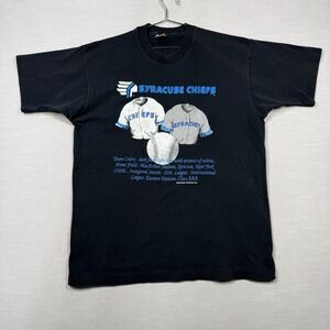 Vintage Syracuse Chiefs AAA Baseball Shirt Men XL Black Fruit of the Loom 1994